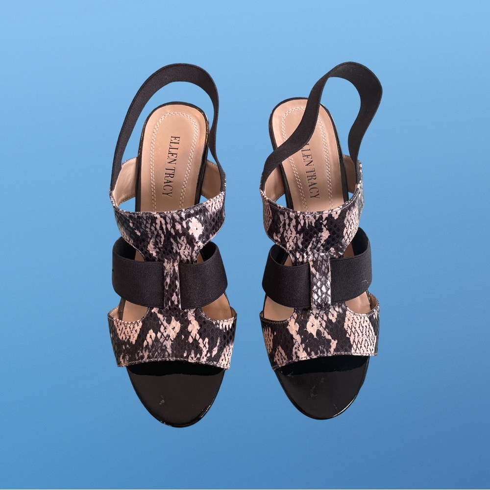 Ellen Tracy Idol Black Faux
Snake Print Strappy Wedge Size 7 Gently Loved